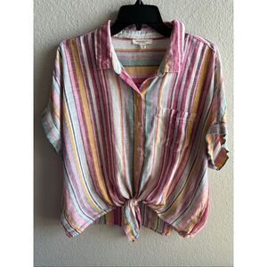 ❤️BeachLunchLounge Button Down Tie Front Top